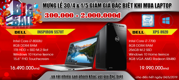 Mừng lễ 30/4 va 1/5: Mua Laptop giảm giá đặc biệt